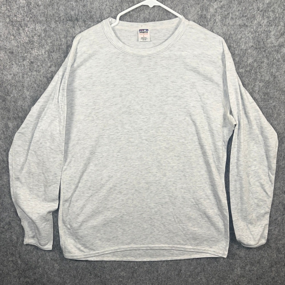 Patagonia Capilene Men's Large Gray Long Sleeve Base Layer Shirt Made in USA